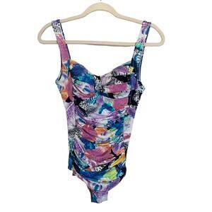 David Est. 1952 | size 10 Vintage one piece swimsuit floral animal print